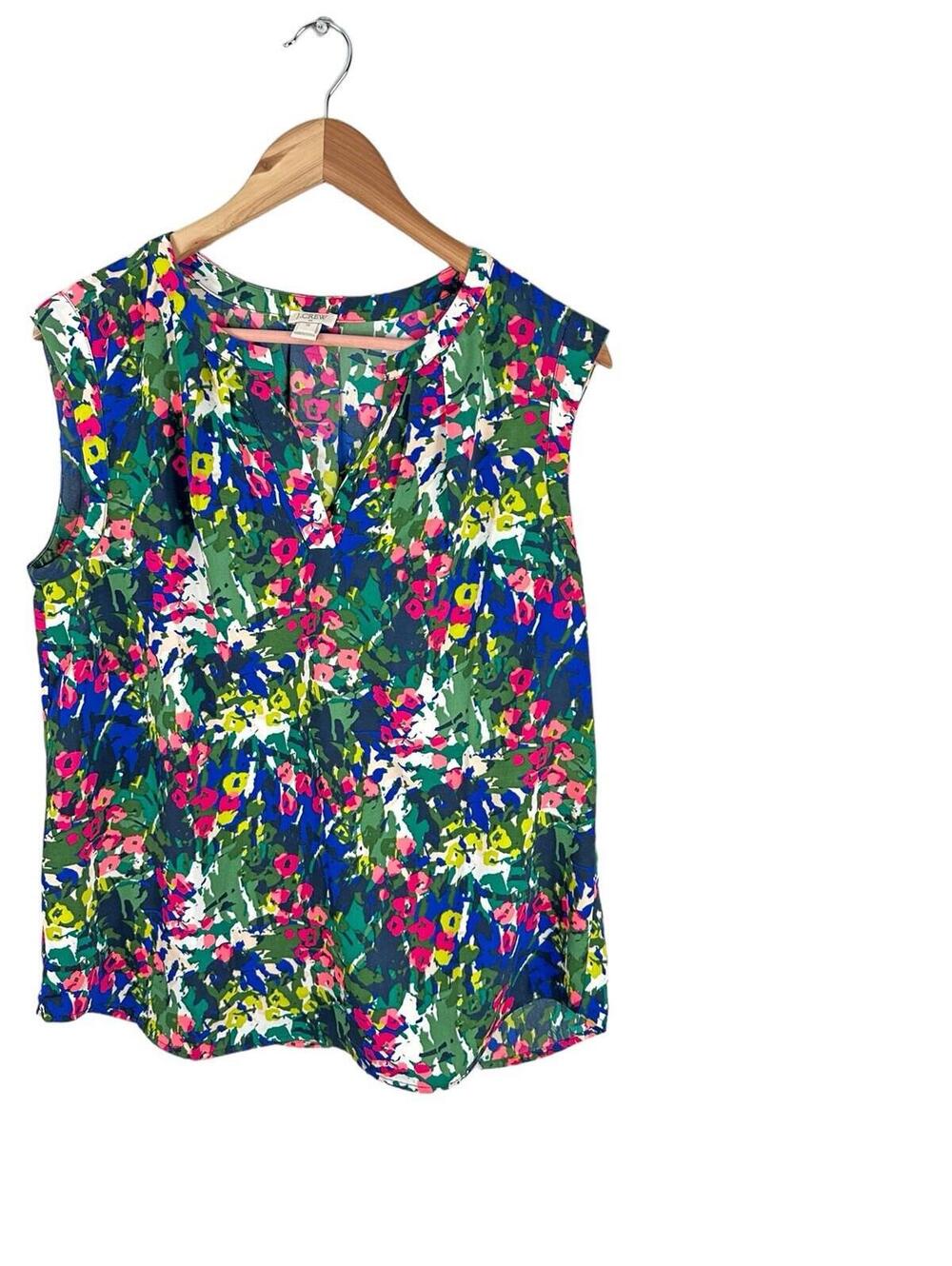 J. CREW Women Thin Lightweight Sleeveless Summer Blouse Multicolor Floral 10 - Picture 4 of 9